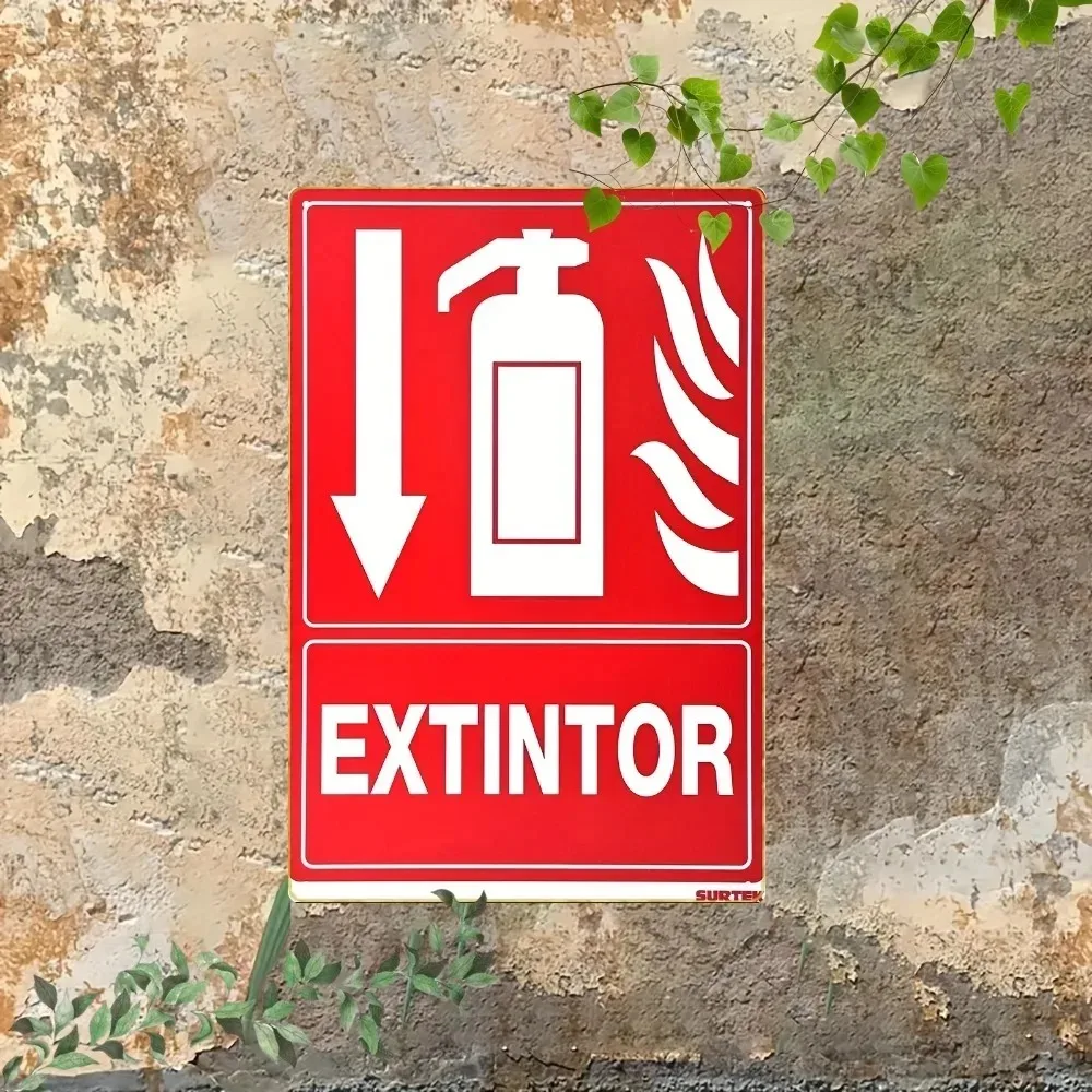 Modern Fire Extinguisher Sign 20x30cm Aluminum Wall Art Waterproof Durable Safety Directional Arrow For Home Garage Office