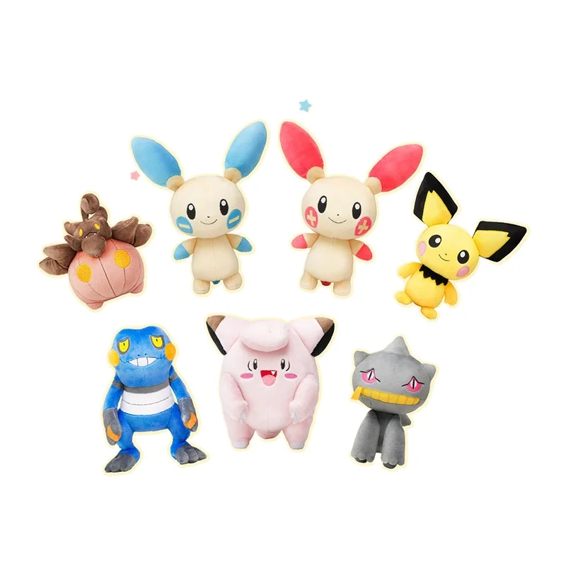 Pokémon Center Plush Comfort Accompany Children Friends Birthday Gift Marill Pikachu Clefairy Plusle Minun Croagunk Banette