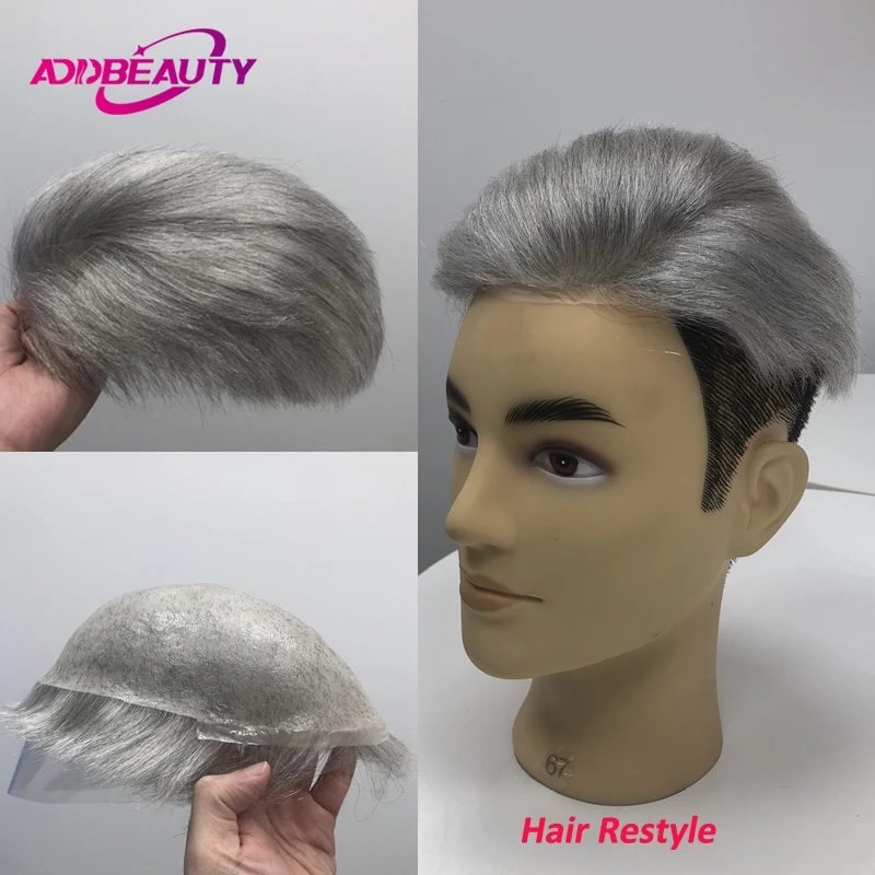

Restyled 1B80# Vloop Man Toupee Indian Human Hair Wigs Thin Skin Full PU 0.03-0.04mm Men's Capillary Prothesis Human Hairpiece