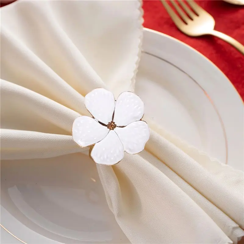 J1UL1N 6Pcs Flower Napkin Ring,Floral Serviette Buckles Napkin Holder Dining Tables Setting Decor For Wedding Banquet Christmas