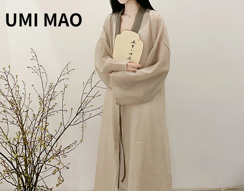 

Куртка в китайском стиле UMI MAO, винтажный Свободный кардиган асимметричного покроя с прострочкой в стиле Дзен, женская рубашка с защитой от солнца