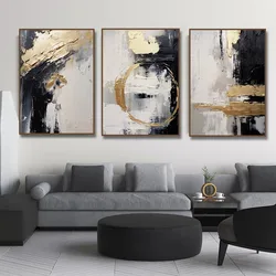 Abstract Modern Black Gold Texture Minimalist Style Art Poster Canvas Painting Wall Print Picture Living Room Home Decor Mural