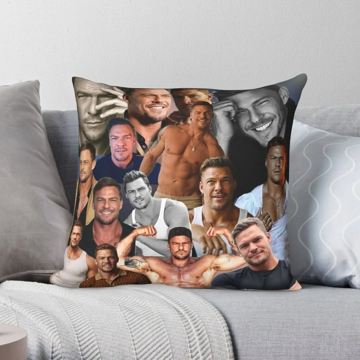 

Alan Ritchson Photo Collage Pillowcase Polyester Linen Velvet Printed Zip Decor Pillow Case Sofa Seater Cushion Cover