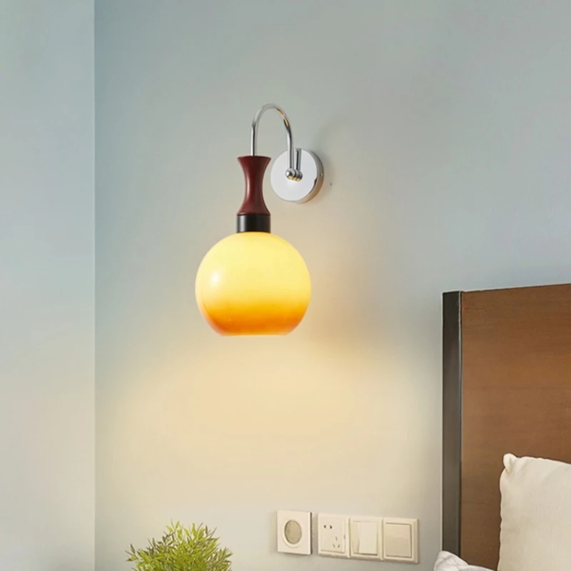 

Walnut magic bean wall lamp, retro style, fashionable atmosphere, high sense, bedside lamp art design personality, bedroom lamp