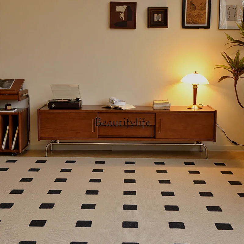 

Retro living room home medium and ancient style solid wood storage locker integrated boxwood floor cabinet