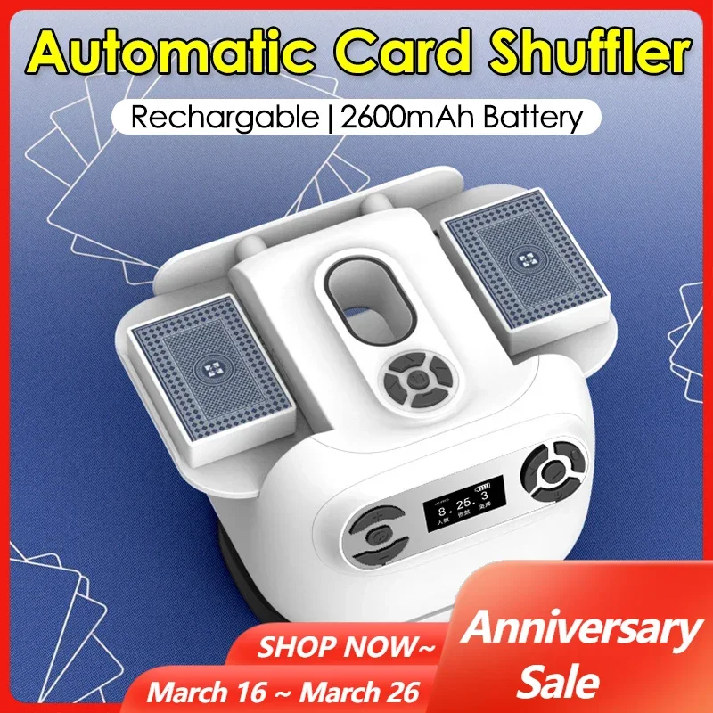 Portable Automatic Card Shuffle Dealer Machine for 1-2 Decks Playing Cards Rechargable Automatic Poker Playing Dealer Machine