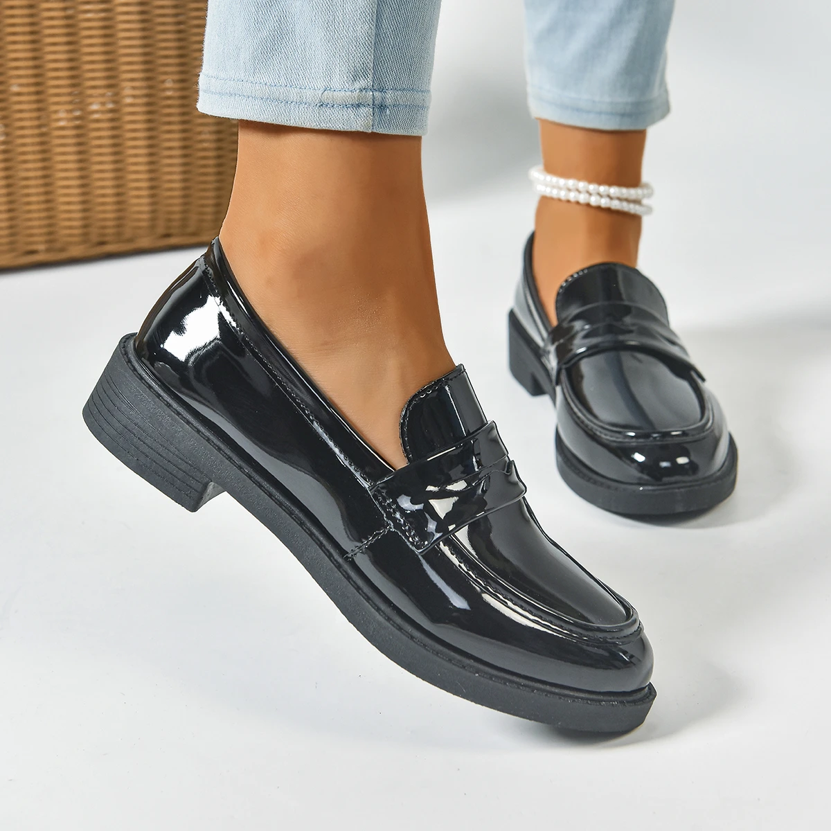 Damen-Flachschuhe im britischen Stil, JK-Leder-Schuhe, Sommer-Damen-Loafer, Neu 2026, französische runde Zehenpartie, Büroschuhe für Damen – Detail 16