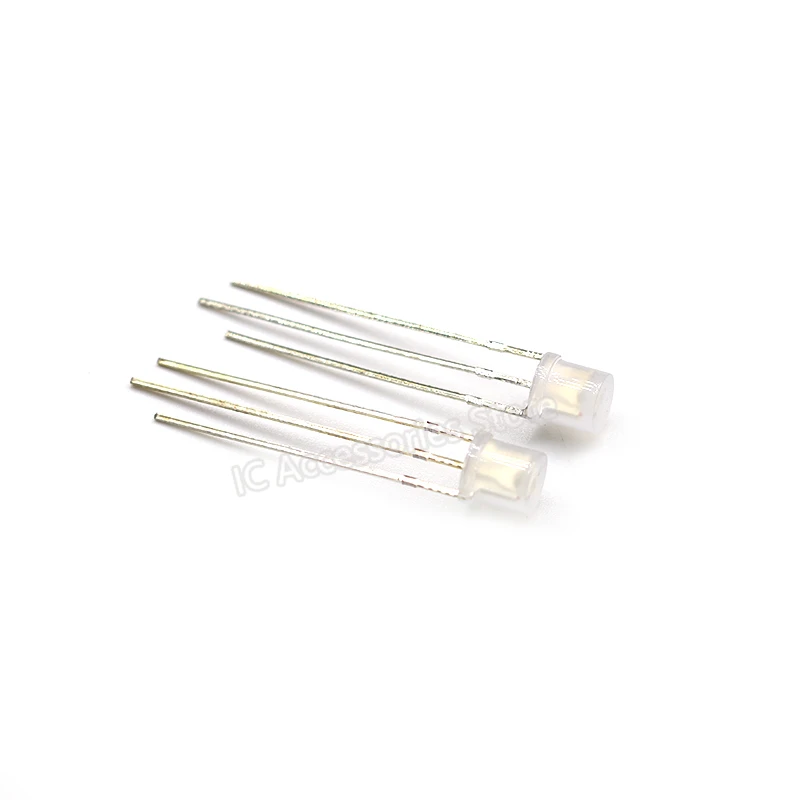 100pcs 5MM red and green two-color LED light-emitting diode flat head fog-shaped edged 3pins F5 two-color common cathode