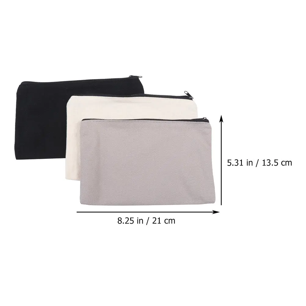 6Pcs Heavy Duty Canvas Plastic Storage Pouch Zippered Pencil Case Bag Students Stationery Organizer Utility Pouch