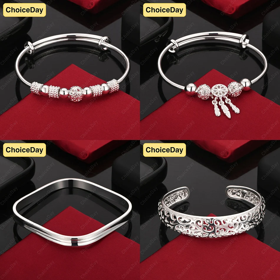 

ChoiceDay 925 Sterling Silver Simple Hollow Beaded Bracelet Women's Engagement Accessories Gift Jewelry