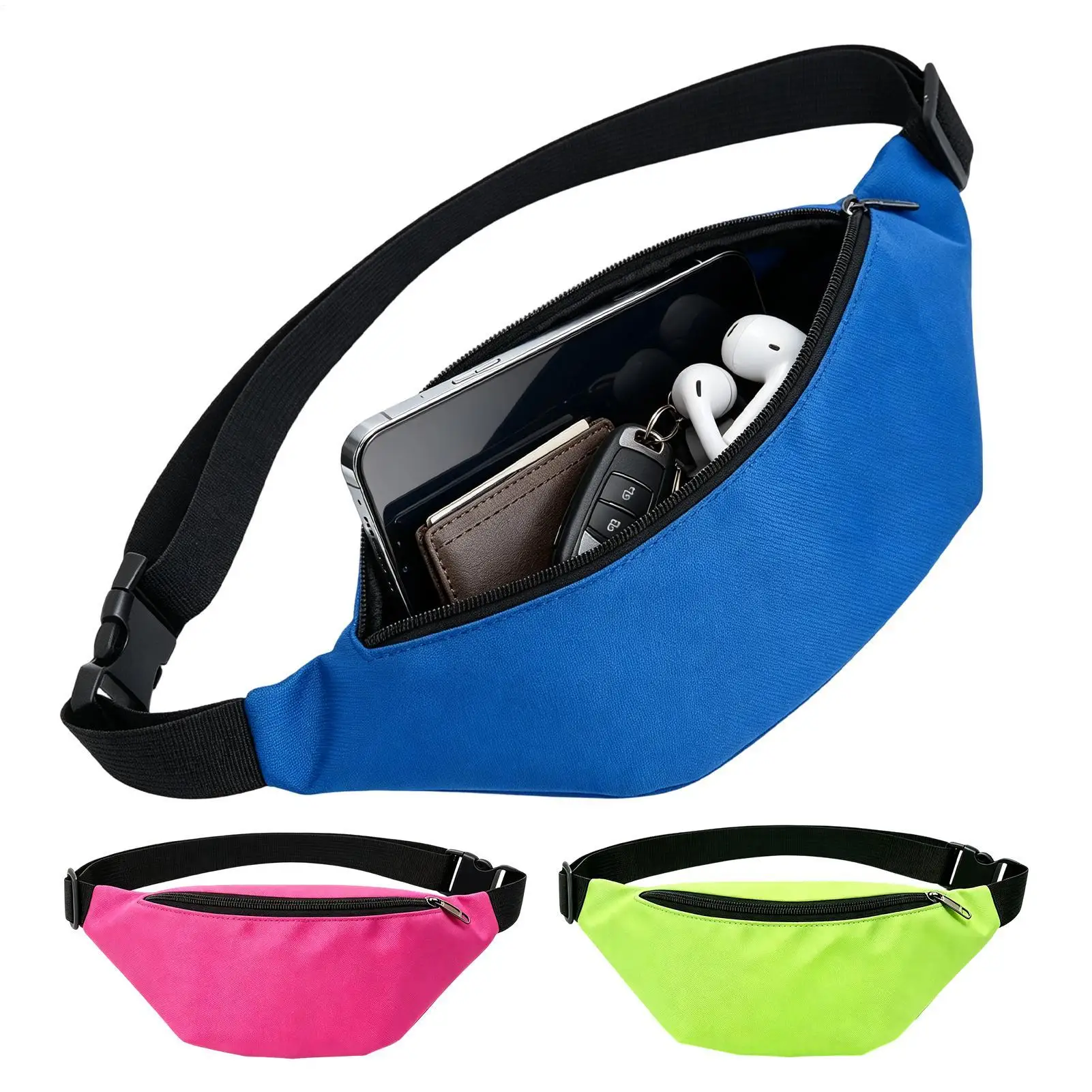 Fanny Pack For Women 3 Pieces Vintage Zipper Storage Pouches Neon Color Adjustable Running Fanny Pack For Women Sports Travel