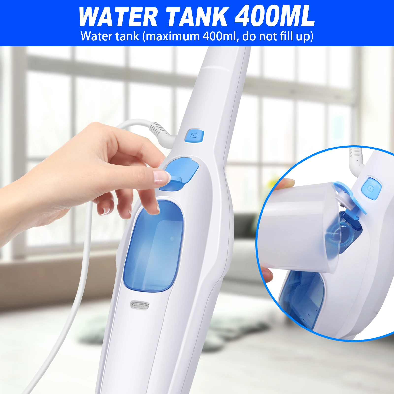 ไฟฟ้า Steam Mop 2-in-1 อเนกประสงค์มือถือ Steam Cleaner Steamer Cleaner สําหรับไม้เนื้อแข็ง/กระเบื้อง/พื้นพรมทําความสะอาด