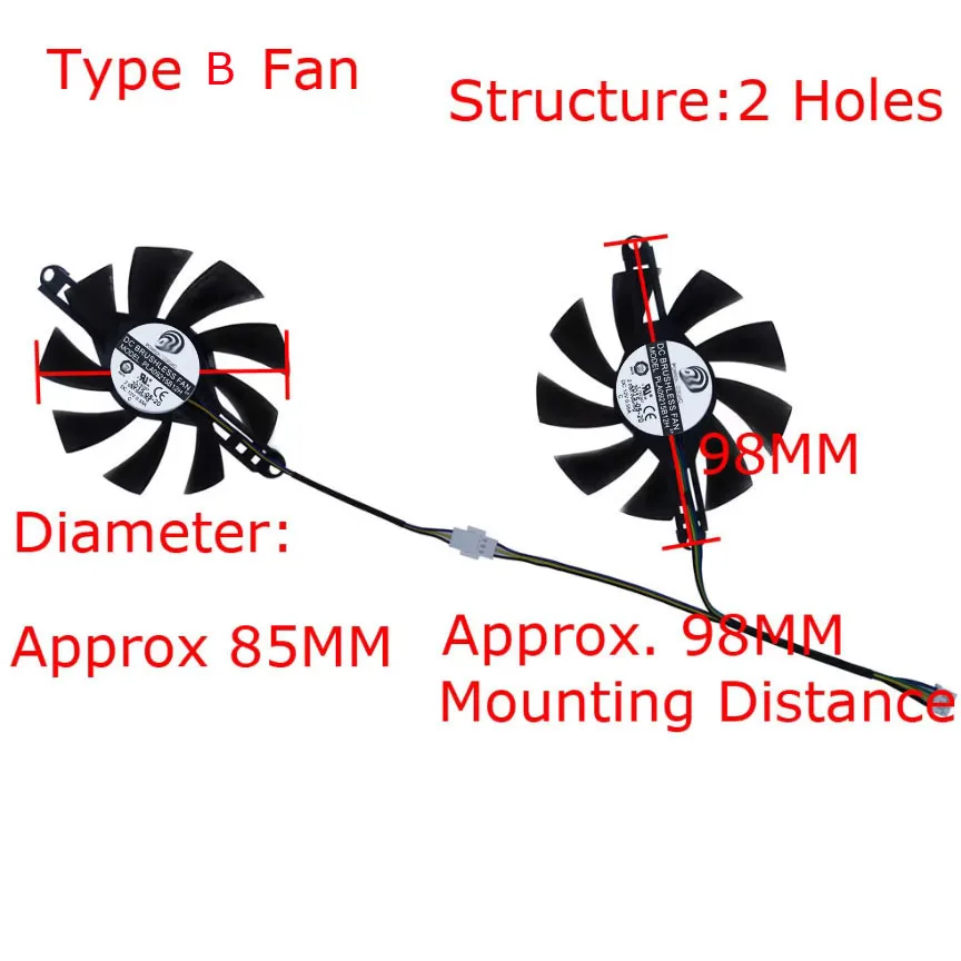 Enfriador de gráficos, ventilador de tarjeta de vídeo GPU, para portátil GPU RTX3060M 6GB, para chip 3070m 8G, 2 unids/set, PLA09215B12H, paso de montaje de 42mm 98MM