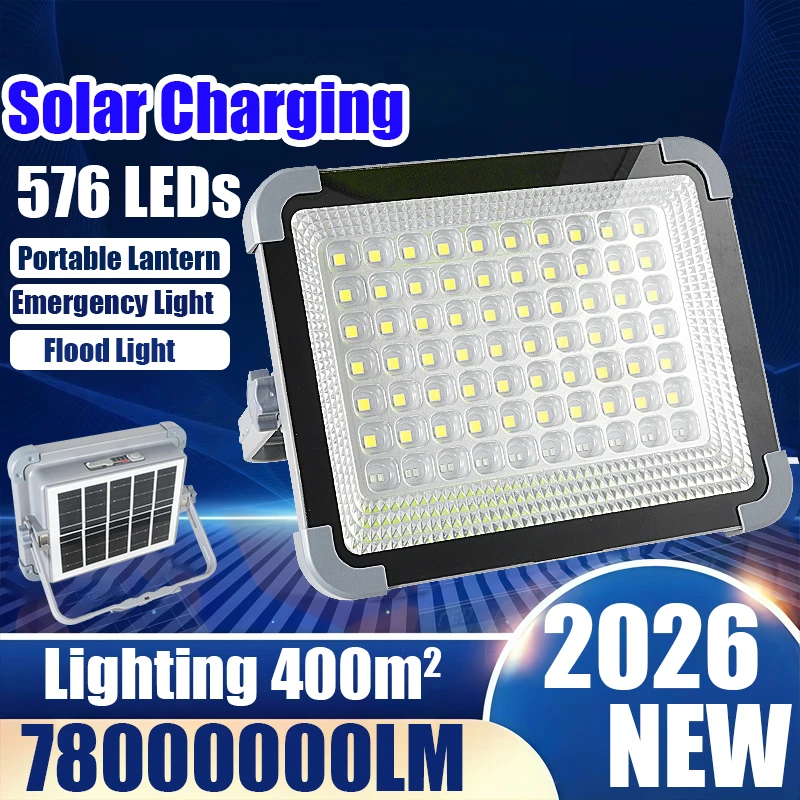 

780000000LM Solar Charging Lights Waterproof Portable Lantern 576LEDs Powerful Solar Flood Light Tent Camping Lamp Emergency