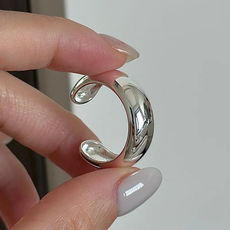 S925 sterling silver Korean version niche design sense retro glossy ring Korean style personalized simple basic ring