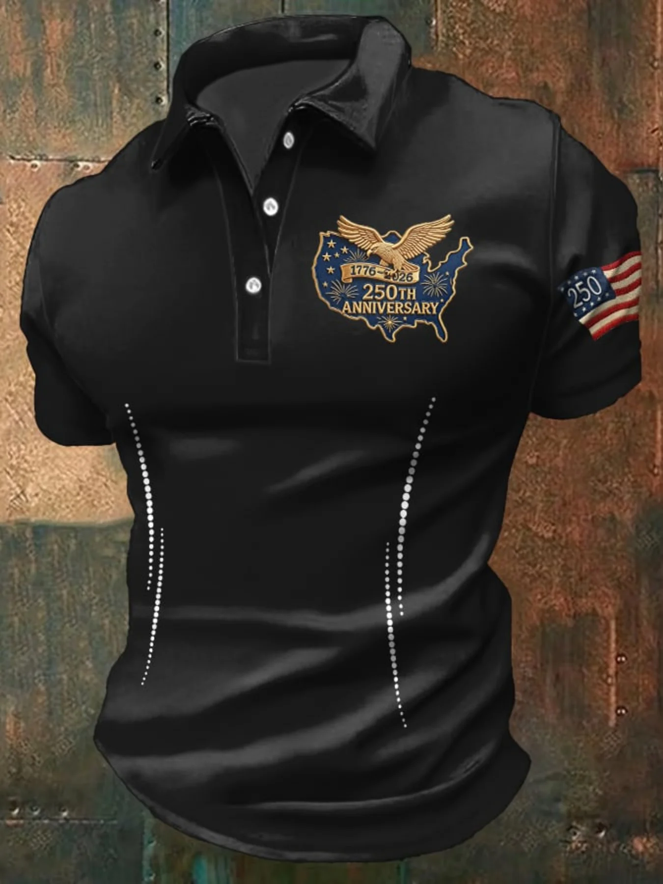 Men's USA 250th Anniversary Polo Shirt 3D Print USA Map Bald Eagle Patriotic Short Sleeve Casual Top 2026