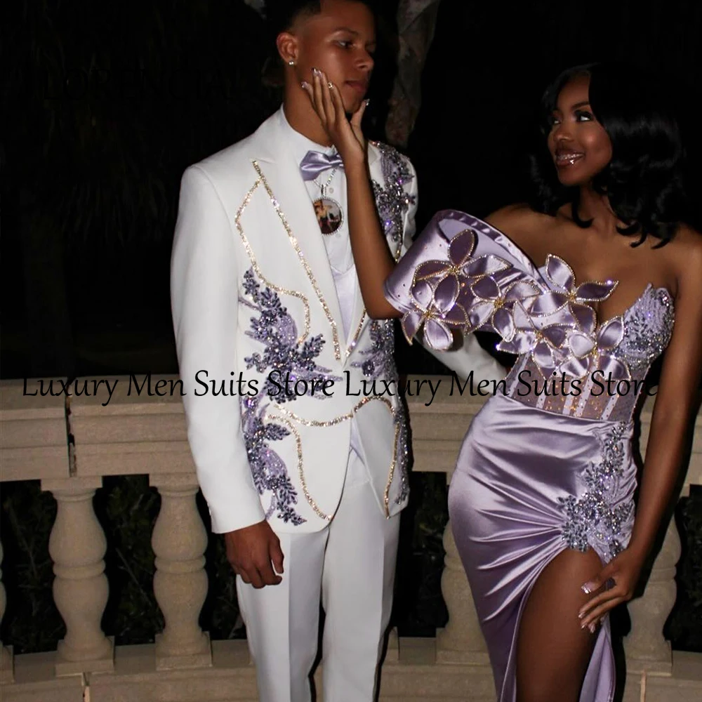 

Элегантные мужские костюмы с бриллиантами, 2 предмета, приталенный крой, смокинги для вечерних мероприятий, наряд для жениха, индивидуальный пошив, пиджак и брюки, мужской комплект для выпускного вечера.