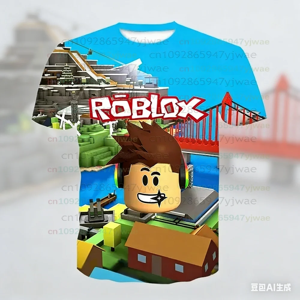 

BOYS MEN Roblox Game kids short sleeve T-shirt cosplay costumes Child Cartoon Short sleeve top 3D Print Casual Street Clothes