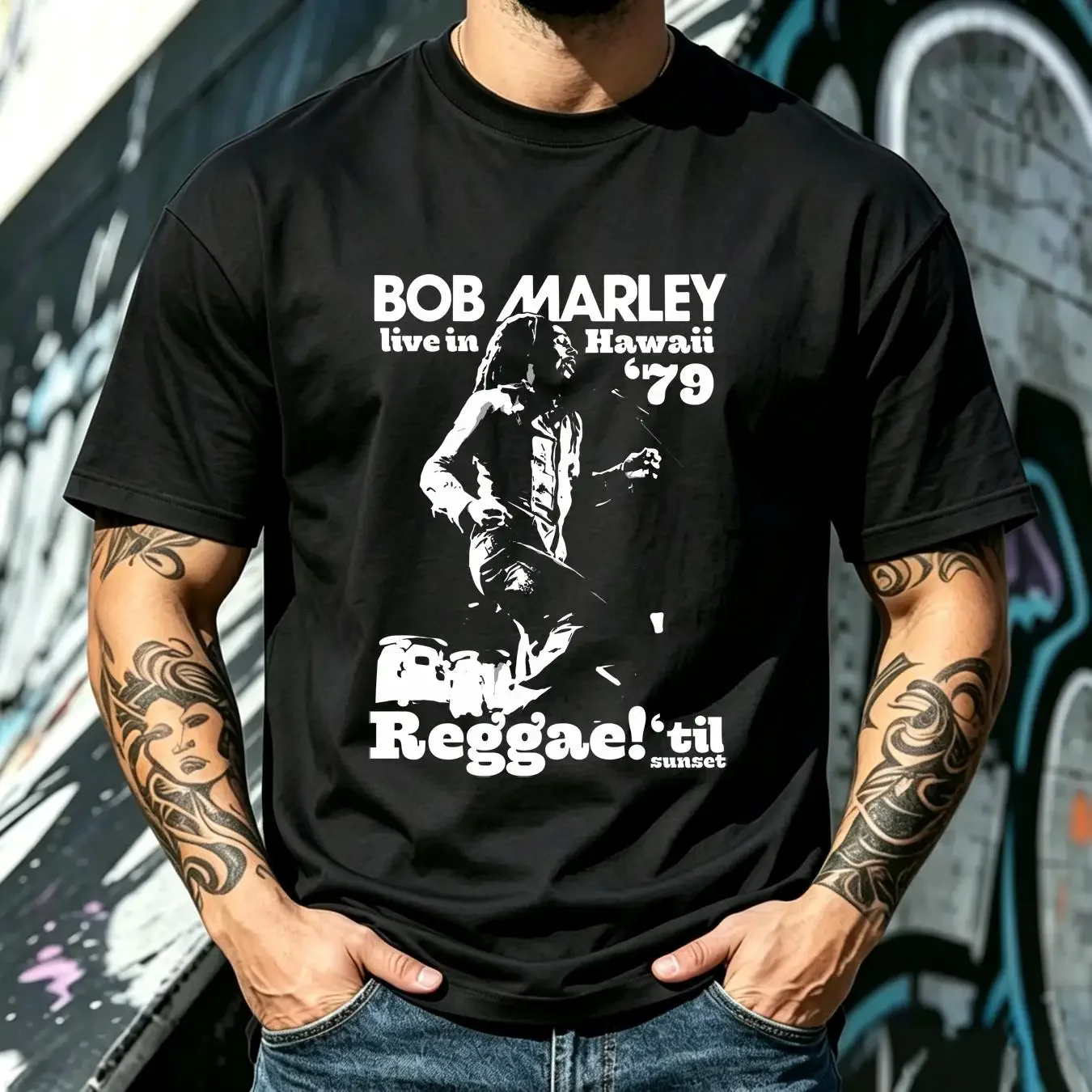 washed T Shirt Bob Marley Hawaii Grey Burnout OFFICIAL vintage Washed Stretched streetwear Stylish Breathable Slightly