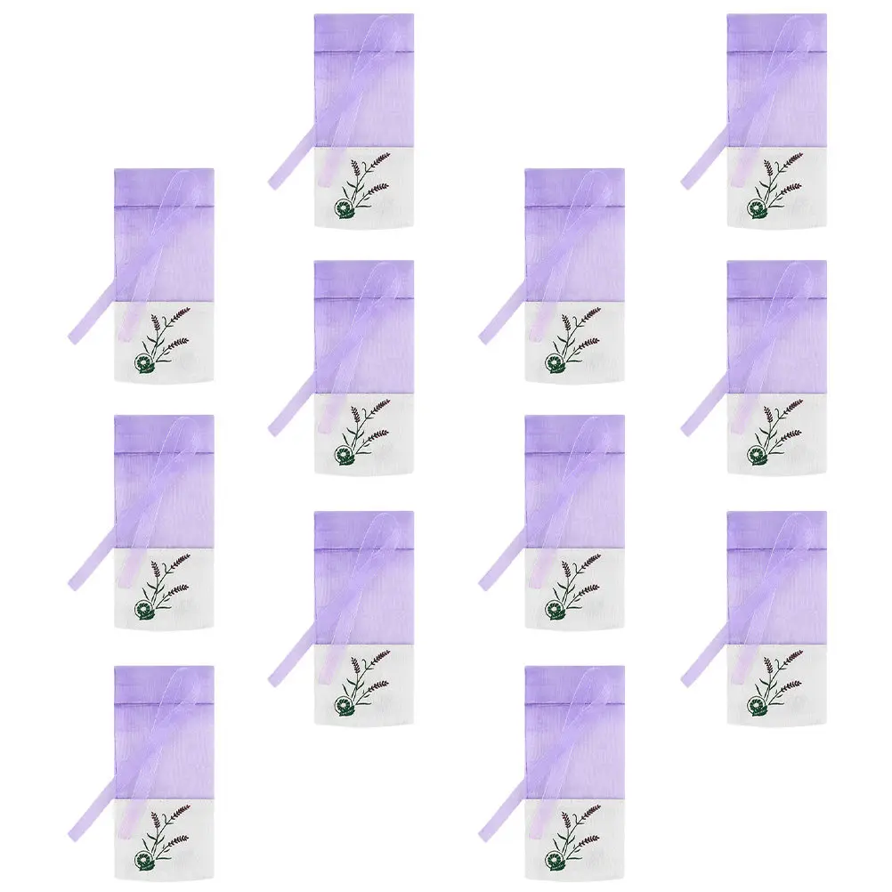 12Pcs Lavender Tint Small Empty Drawstring Sachet Pouches Organza Gauze Bags for Herbs Spices Jewelry Beads Wedding Shower Gift