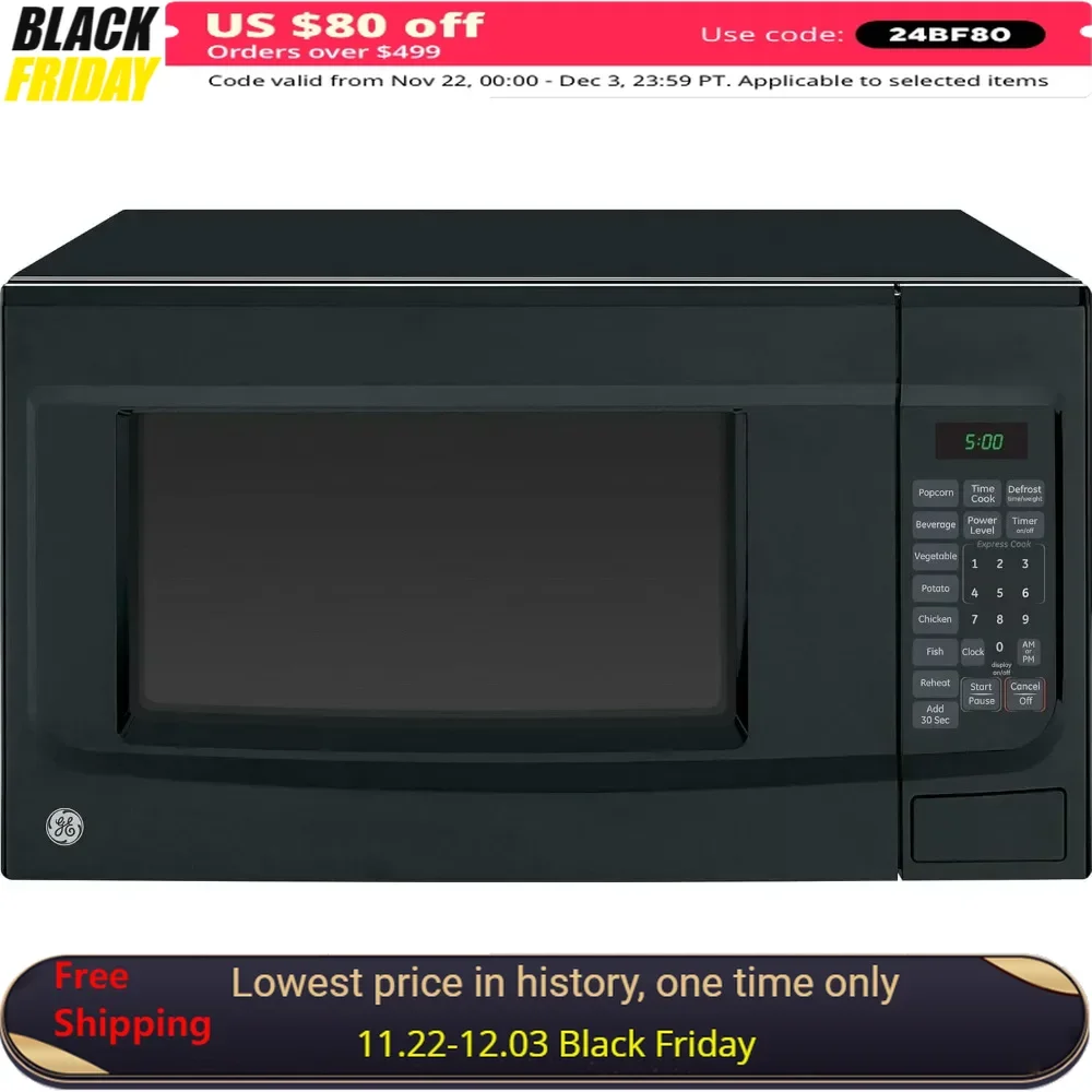 Microwave Ovens, Countertop Microwave,Express Cook，1-6 Shortcut, Keys Timer Defrost, 1.4 cu. ft, black, Microwave Ovens