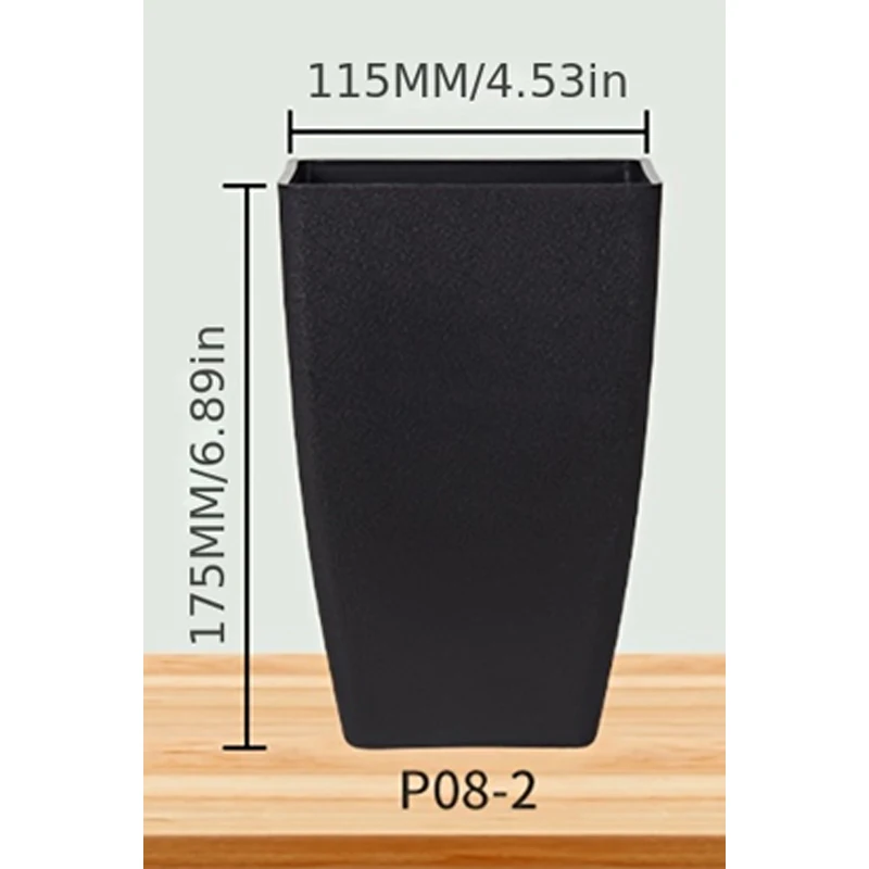 1Pc Modern Black Plastic Flower Pot 17.5cm Vertical & Standing Pot With Glossy Conical Design For Herbs Home Decor Flower Pot