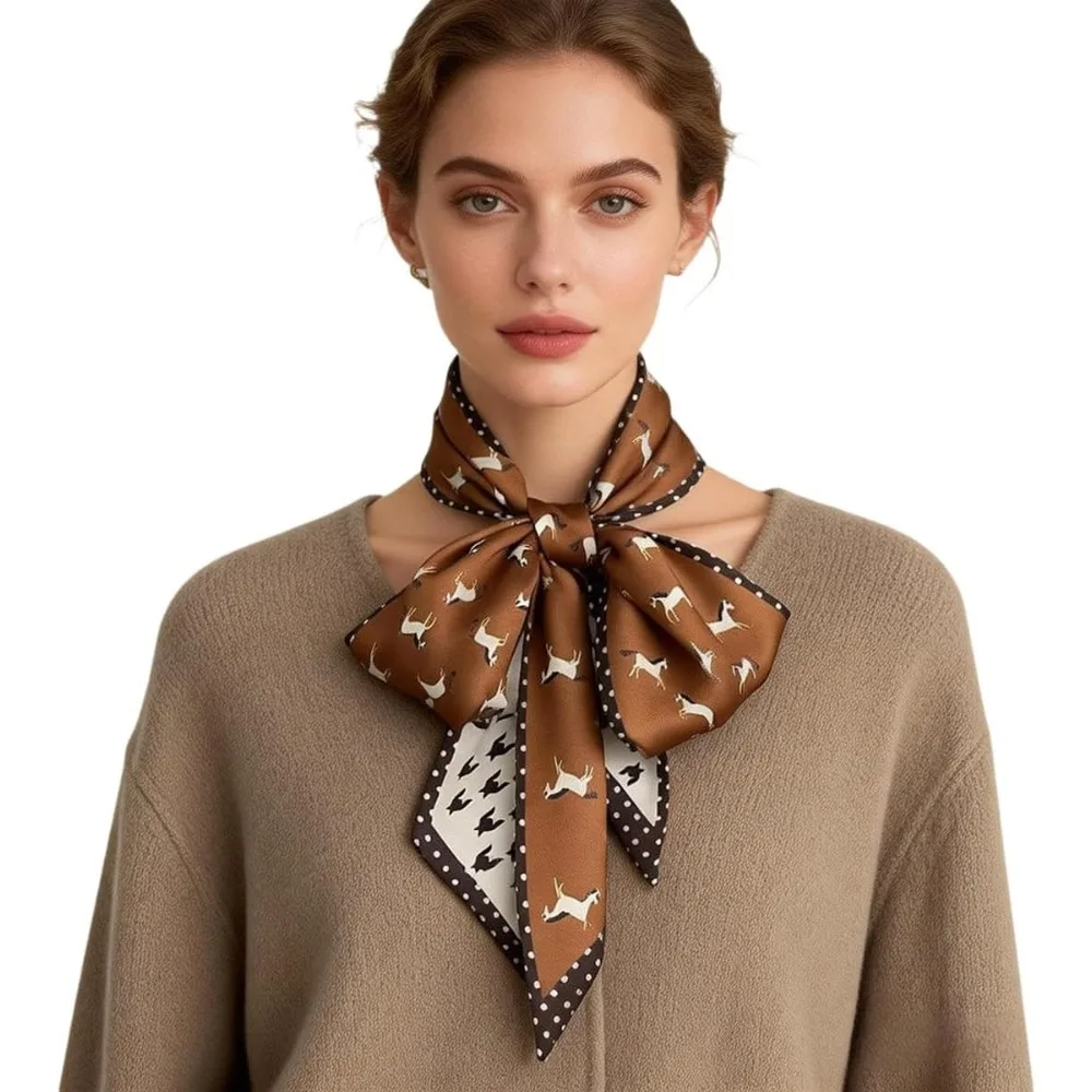 

145cm Diagonal Ribbon Women's Satin Material High-end Scarfs Belt Bag Decorative Scarfs Sun Protection Scarf Neck Scarf