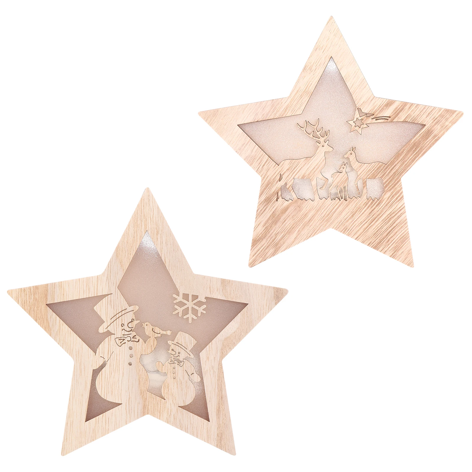 

2pcs Wooden Luminous Star Pendant Christmas Centerpieces Creative Star Lights Festive Home Decorations Ornament Gifts