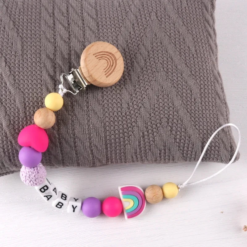 Custom Handmade Silicone Rainbow Pacifier Clip Gift