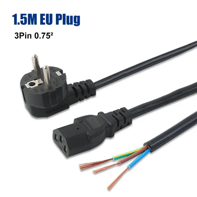 1.5M EU Plug with cable 3pin 0.75 Square Power Extension Cords for  Scanner Printer Household Appliances  Power Adapter with Tin