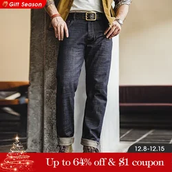 Maden Vintage 13.5oz Heavyweight Selvedge Raw Denim Jeans Cotton Straight Pants Versatile Trousers for Men's Autumn and Winter