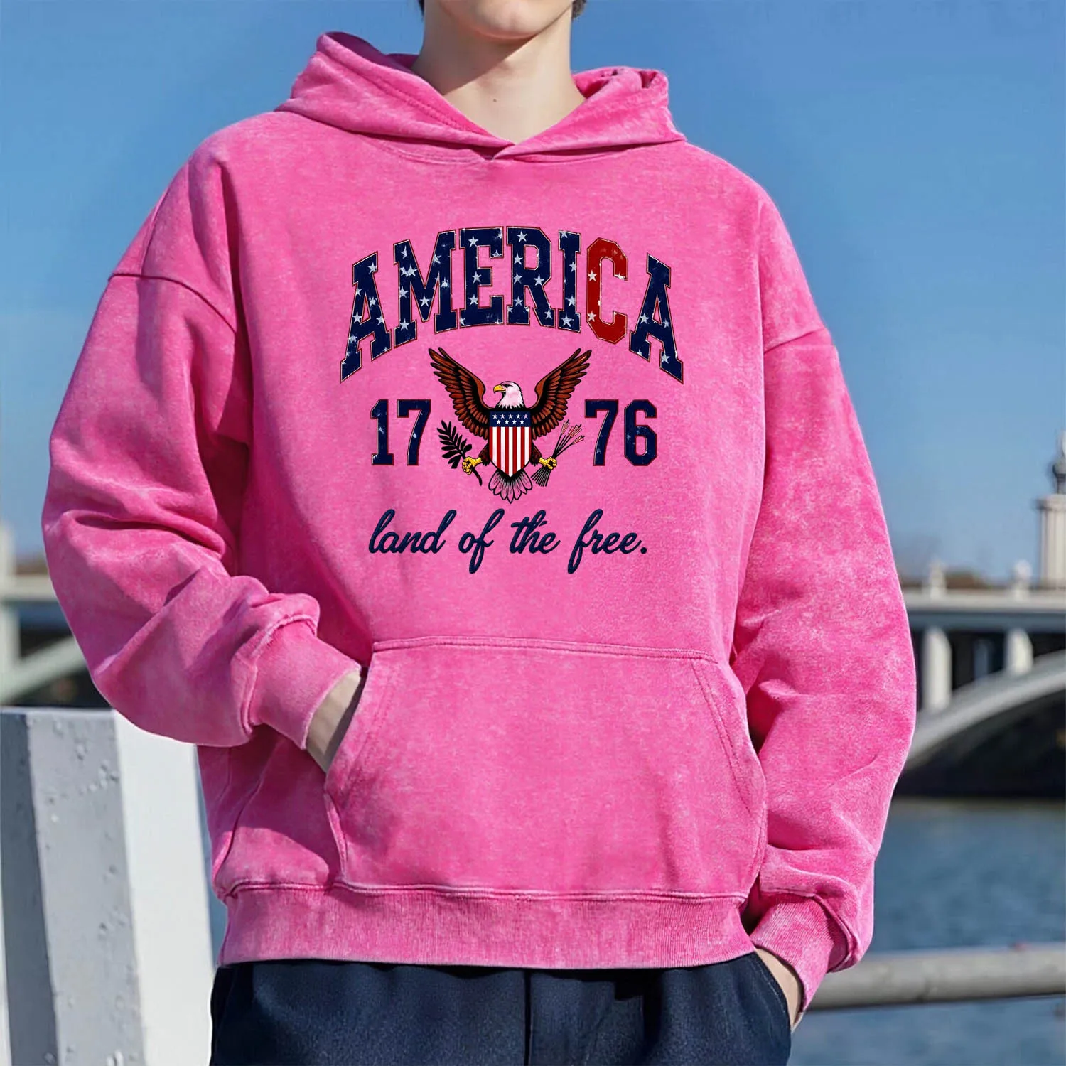 

Толстовка с капюшоном в стиле ретро в стиле патриотического дня, унисекс, повседневный спортивный стиль, из чистого хлопка, модная уличная толстовка 400 г