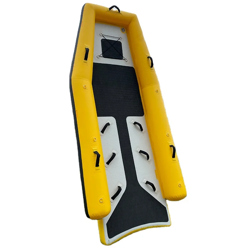 Oem Yellow Lightweight Drop Stitch Fabric Inflatable Small Short Lifeguard Rescue Board Sled For Jet Ski With Accessories