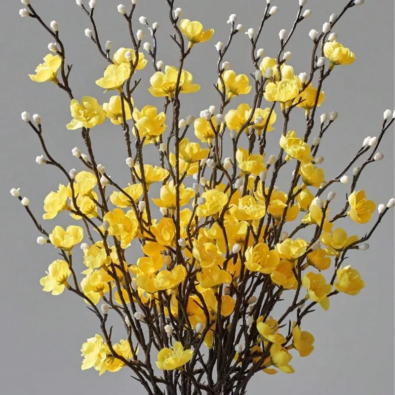21.65 بوصة زهر البرقوق الأبيض الاصطناعي زهرة صناعية صغيرة Wintersweet لترتيب ديكور المنزل على الطراز الصيني