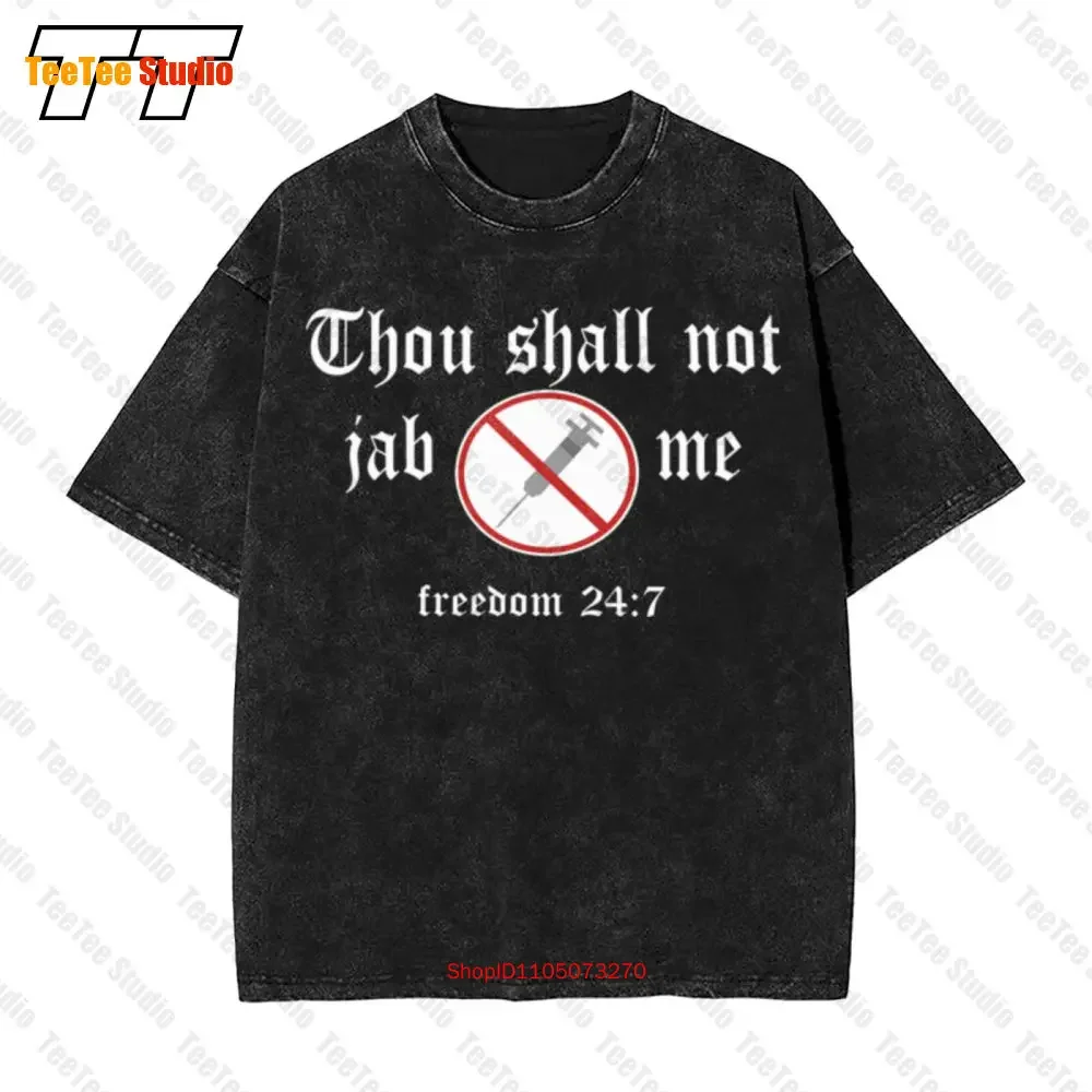 Thou Shall Not Jab Me Anti-Vaccine Vintage Oversized T-Shirt A095