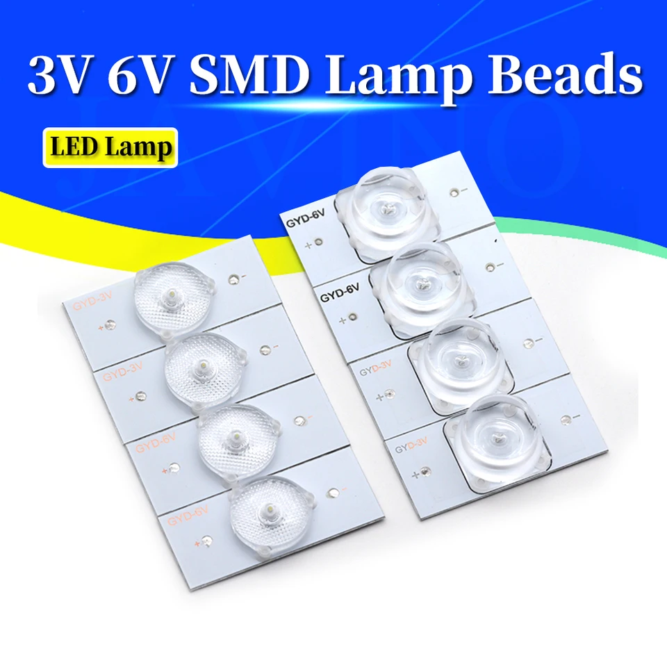 100x 3V SMD LED-Lampenperlen Mit Linsenfilter – Für 32-65 Zoll LED-TV Reparatur, Weiß, Hochhellig, 700cd, Inkl. 2m Draht (optional)