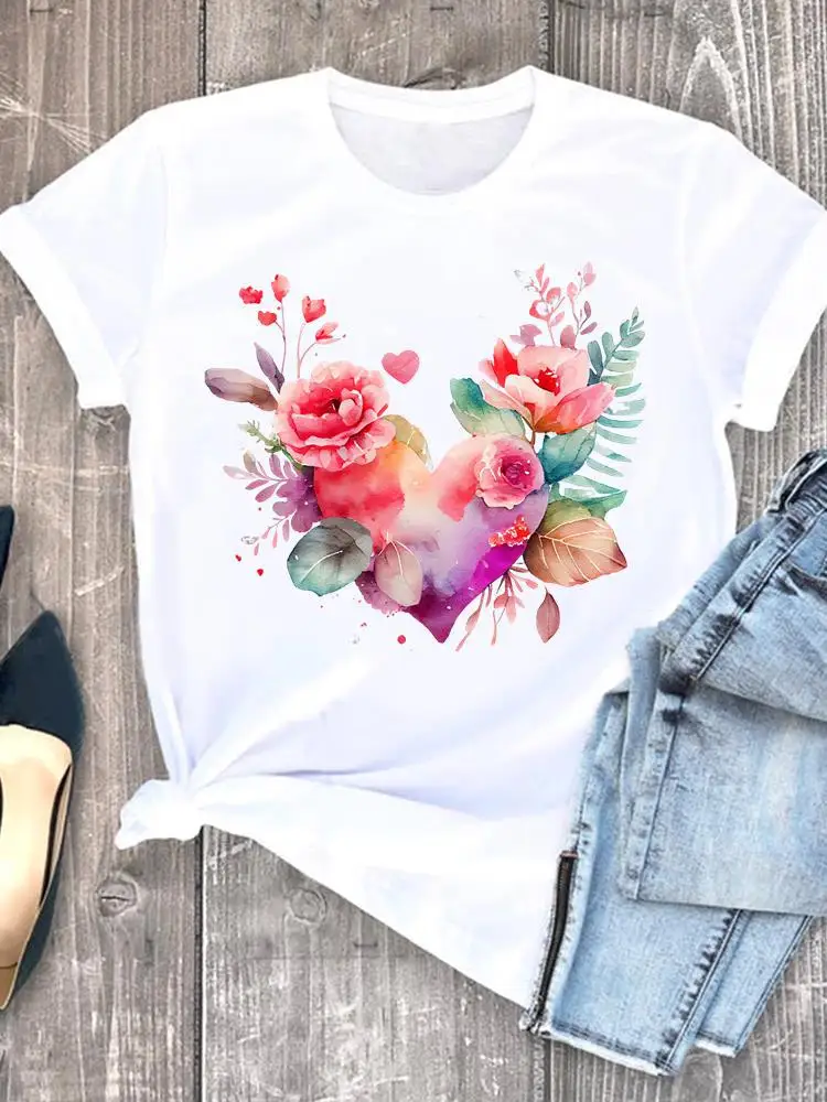 Butterfly Cute Print European Clothing Top Short-sleeved T-shirt Women Clothing  Graphic Tshirts  Oversized T Shirt  Tops