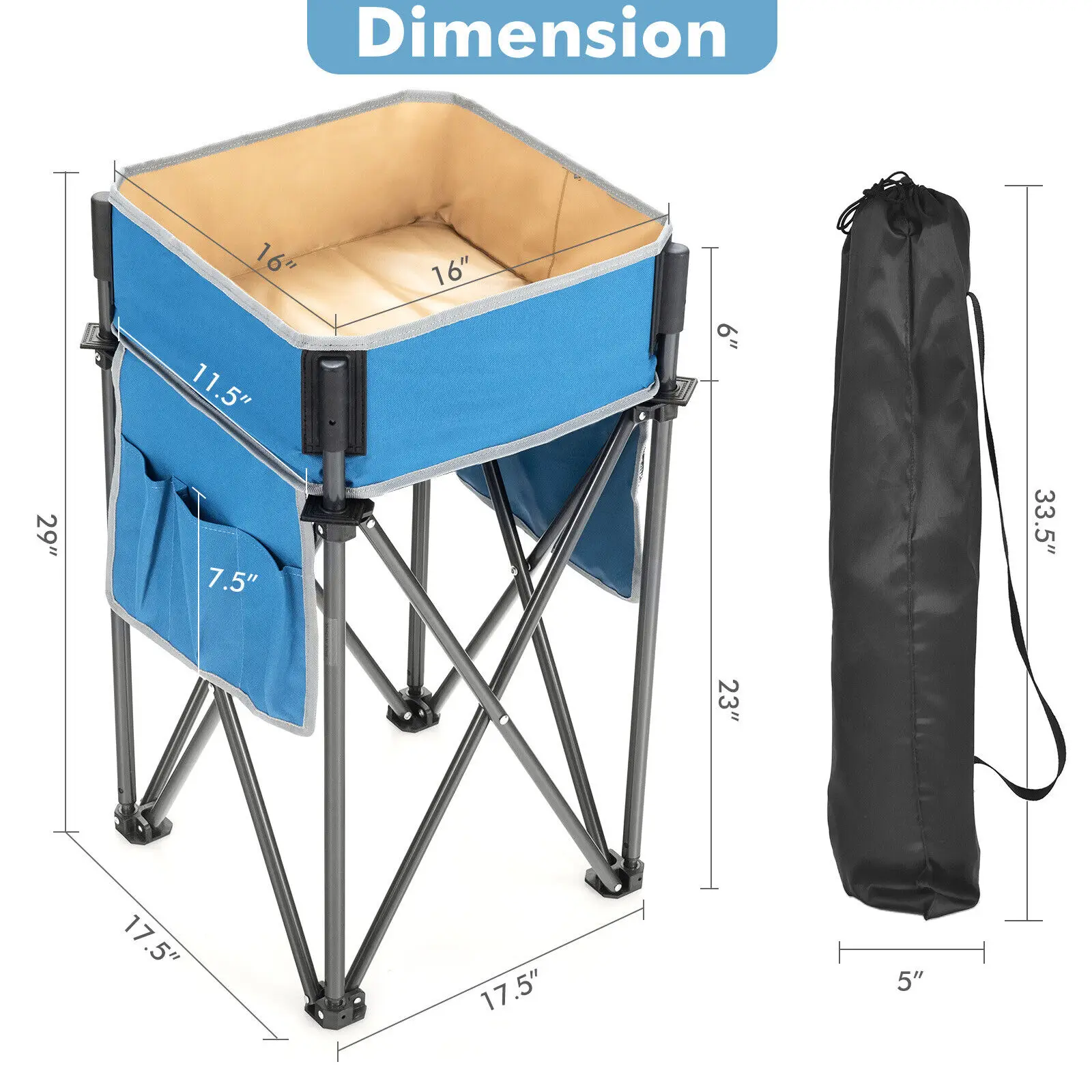 Costway 2 PCS Folding Camping Tables w/ Large Capacity Storage Sink for Picnic