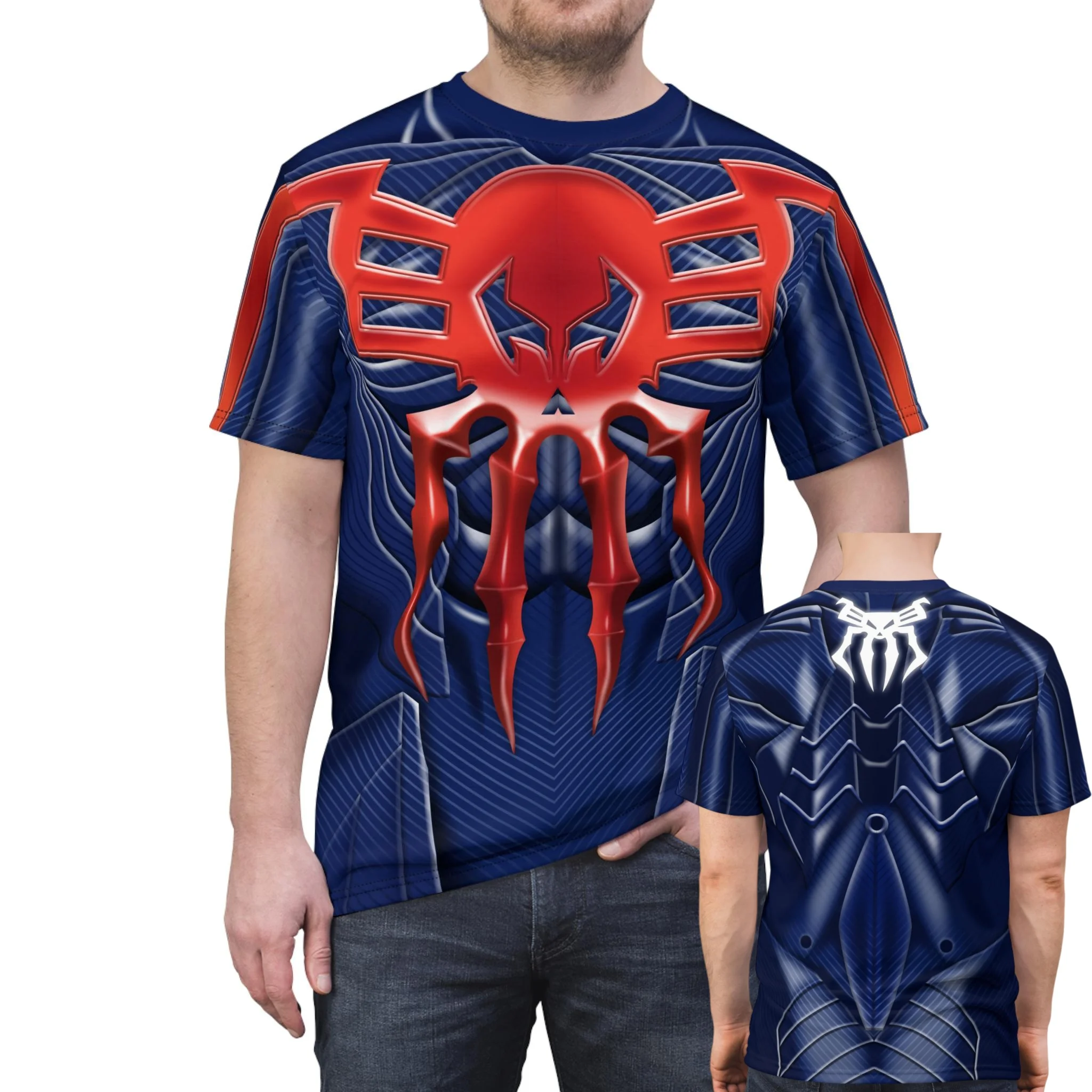 

Футболка Marvel Spider Man 2099 с короткими рукавами и 3D-принтом, дышащая, с круглым вырезом, красная, синяя, контрастная, модная брендовая футболка