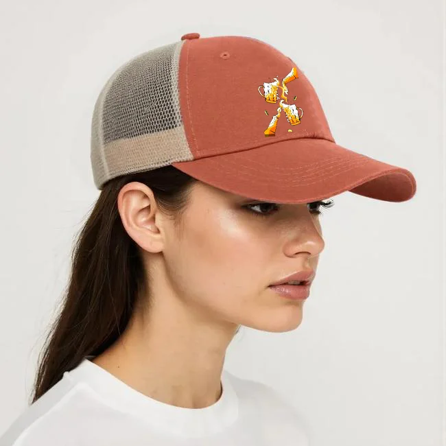 قبعة بيسبول شبكية مطبوعة من زجاج البيرة قابلة للتعديل، للرجال والنساء، هدية رياضية للسفر والتخييم والعطلات، برتقالي