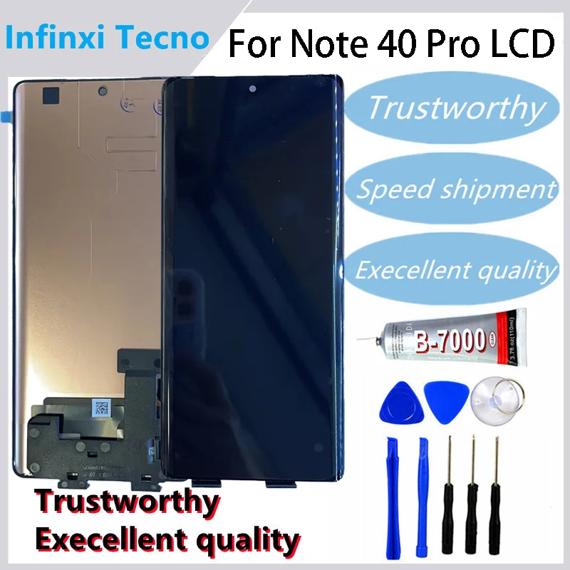 

100% Tested AMOLED For Tecno Infinix Note 40 Pro LCD Display Touch Screen Digitizer For Tecno Note40 Pro LCD Screen Repair Parts