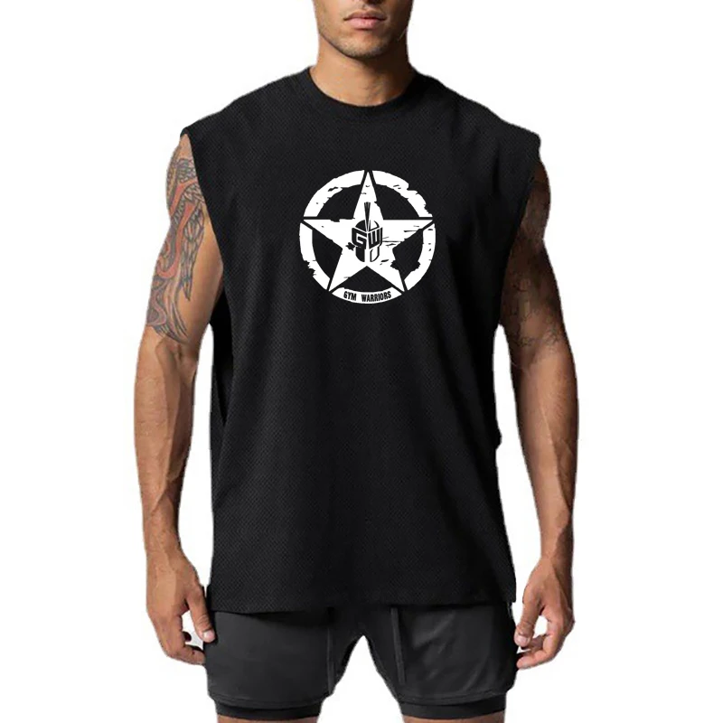 

Mens Fashion Sportswear Breathable Brand Gym Tank Top Mesh Fitness Clothing Summer Singlets Training Quick Dry Vest