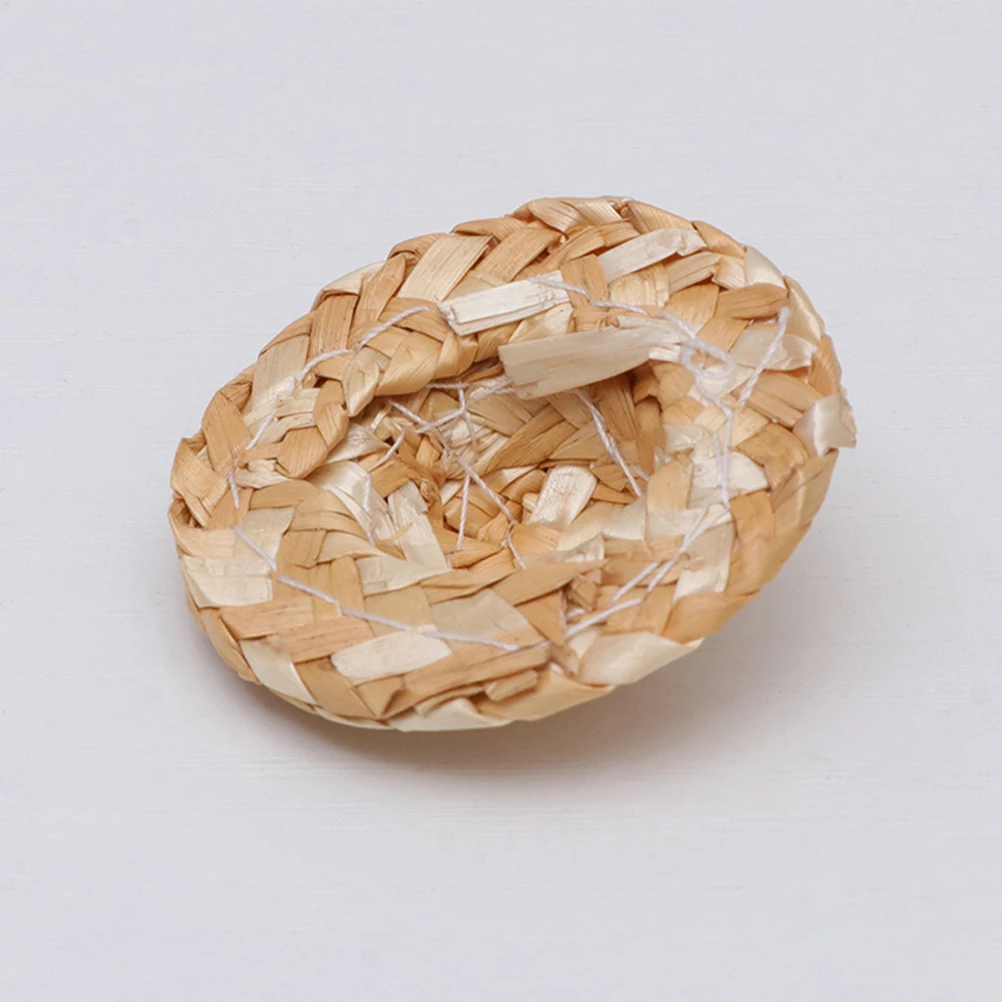 

10Pcs 11.3cm Miniature Straw Cap for DIY Hand-Woven Craft Hat Set Creative Decorative Accessory for Home Art Projects and