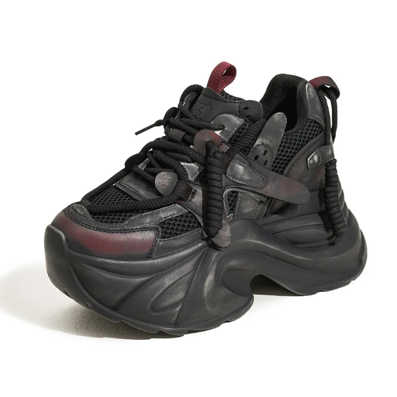 

Dad Shoes Women Casual Sneakers 2025 Spring New Mesh Platform Sport Shoes Lady Thick Soled Inner Height Increasing Women's Shoes