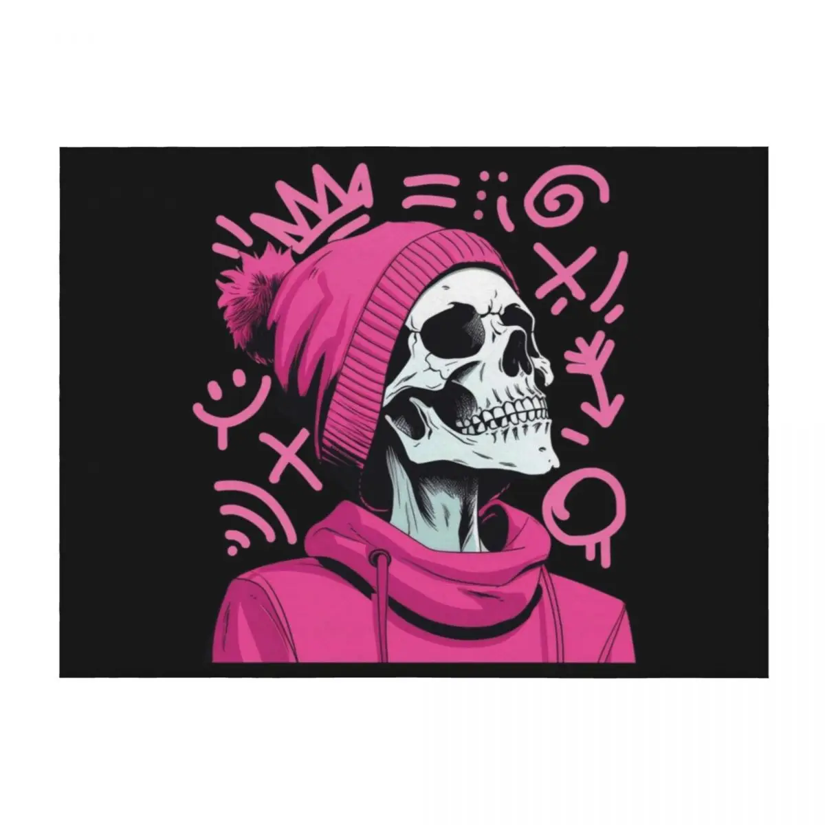 

Pink Hoodie Skeleton Urban Chic Graphic Throw Blanket warm winter Sofas Blankets For Bed Extra Large Throw Blankets