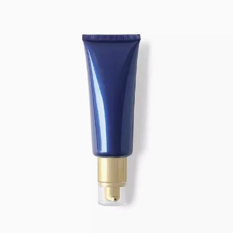 

30pcs 100G Cream Soft Tube Airless Press Pump Empty PE Glossy Deep Blue Cosmetics Container Makeup Skin Care Packaging Bottle