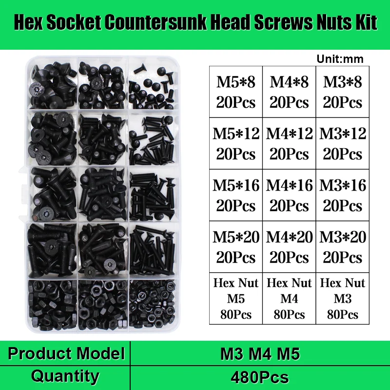 Inbus schraube und Mutter din7991 m2 m3 m4 m5 m6 schwarz Klasse 10,9 Kohlenstoffs tahl Sechs kant buchse flache Senkkopf Inbus schraube – Detail 10