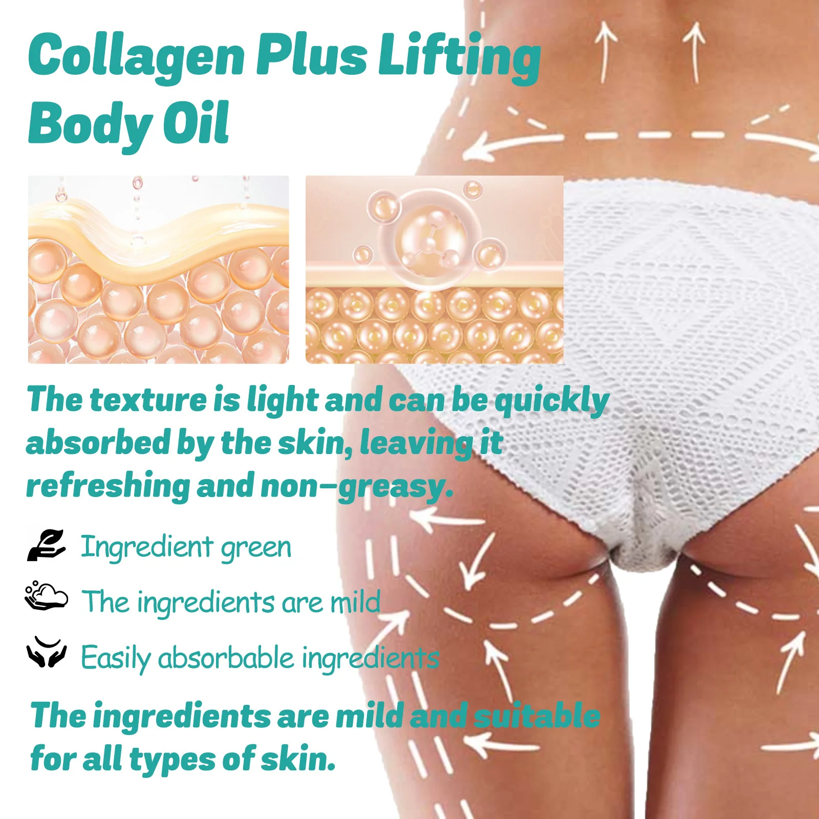 Collagen Body Oil Lifting Firming Arms Belly Fat Buttocks Sculpting Moisturizing Reduce Fine Lines Wrinkles Skin Tightening Oil