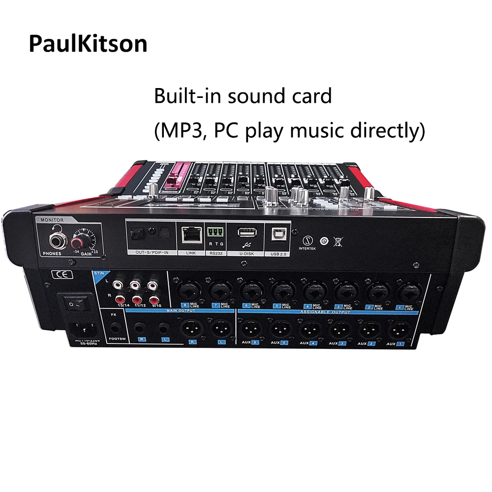 Paulkitson D16 Pencampur Digital Profesional 16 Saluran Peralatan Dj Mixer Dj Pro Audio Panggung Peralatan Perekam Audio Digital