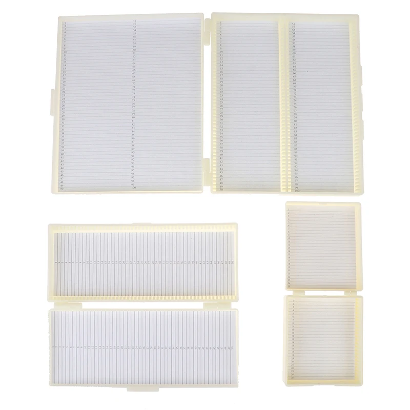 Plastic Microscope Glass Slide Box 25/50/100pcs Biological Slices Storage Case Holder For Prepared Microscope Slides